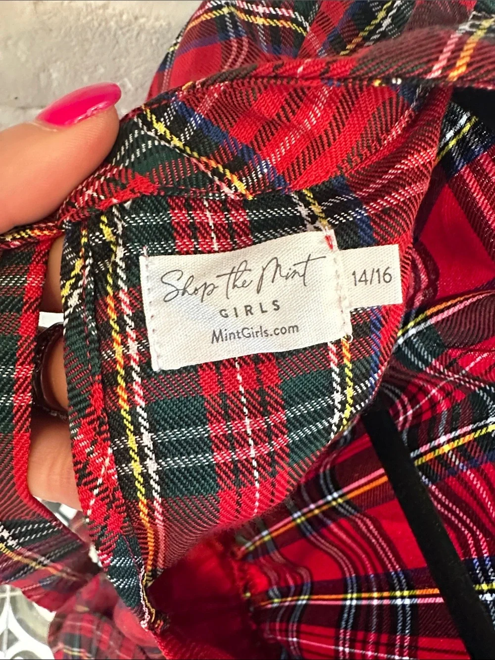 Shop The Mint Girls Red Plaid Tiered Puff-Sleeve Casual Dress